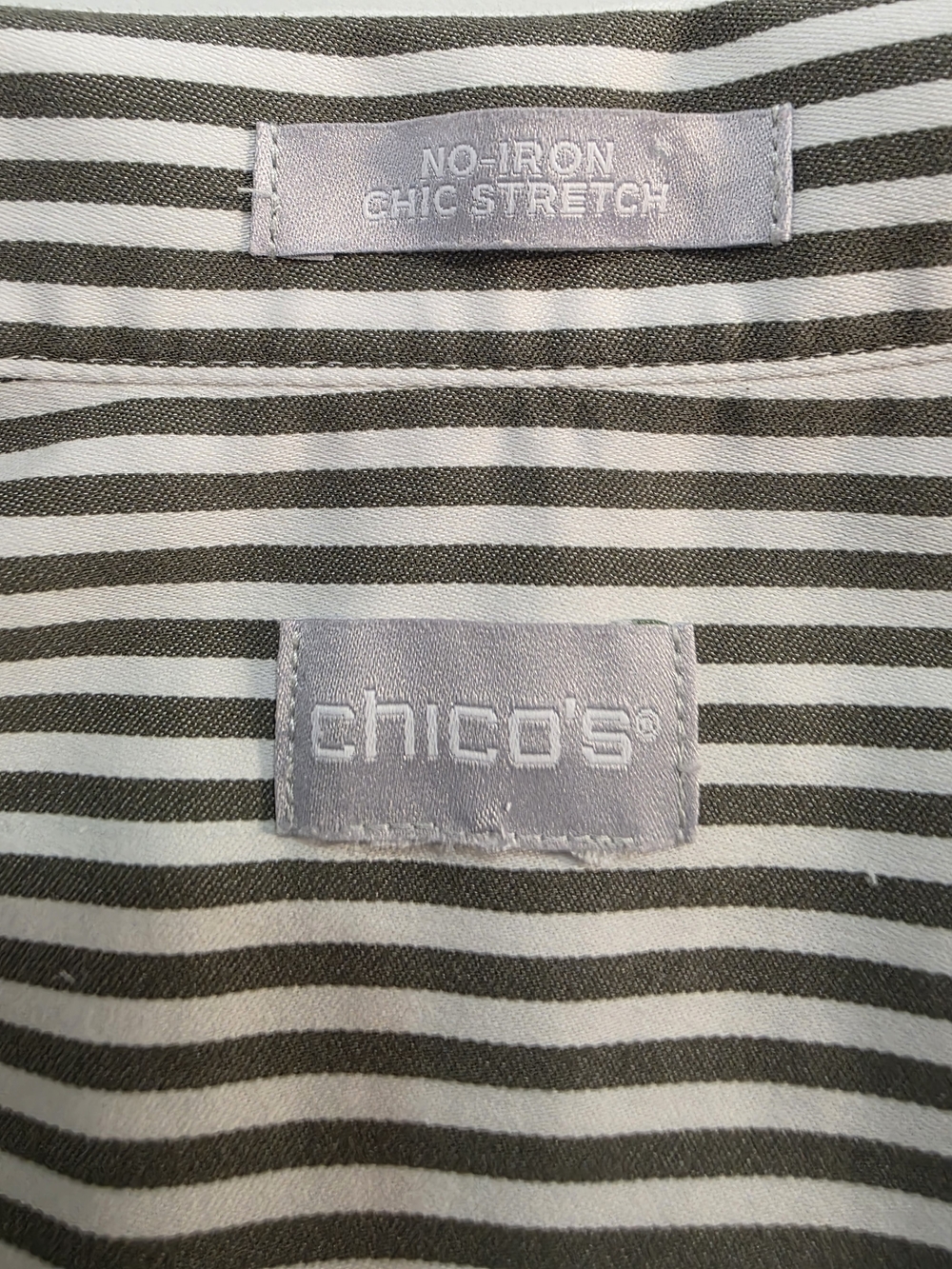 Chico's Striped Top - Grey and White
